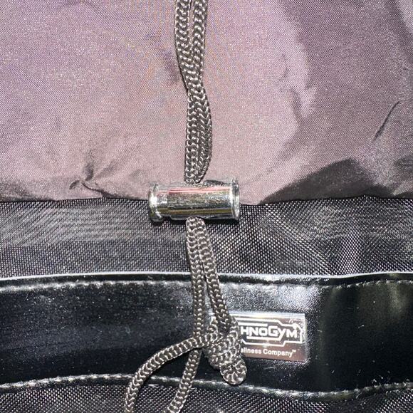 Technology Black Mesh Drawstring Bag with Leather Trim - Picture 4 of 5